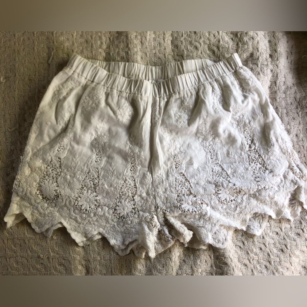 White Lacey shorts